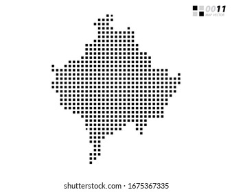 Negro de píxel abstracto vectorial del mapa de Kosovo. Organizado en capas para una edición sencilla.