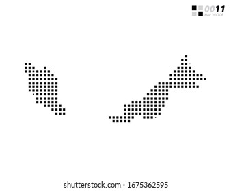 Negro de píxel abstracto vectorial del mapa de Malasia. Organizado en capas para una edición sencilla.