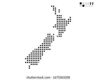 Vector abstract pixel black of New Zealand map. Organized in layers for easy editing.