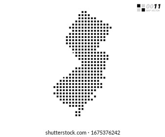 Vector abstract pixel black of New Jersey map. Organized in layers for easy editing.