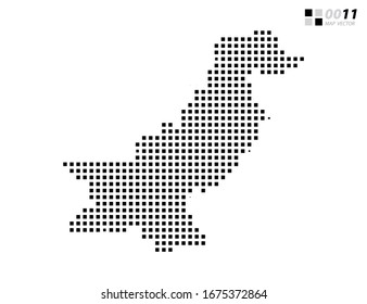 Vector abstract pixel black of Pakistan map. Organized in layers for easy editing.
