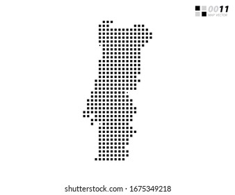 Vektorillustration abstrakte Pixel schwarz von Portugal Karte. Organisiert in Schichten für einfache Bearbeitung.