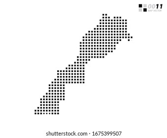 Negro de píxel abstracto vectorial del mapa del Sahara. Organizado en capas para una edición sencilla.