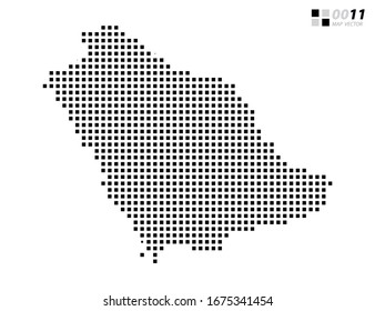 Negro de píxel abstracto vectorial del mapa de Arabia Saudita. Organizado en capas para una edición sencilla.