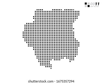 Negro de píxel abstracto vectorial del mapa de Surinam. Organizado en capas para una edición sencilla.