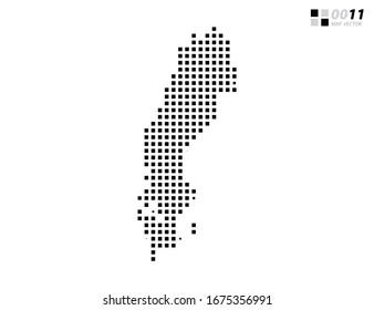 Vector abstract pixel black of Sweden map. Organized in layers for easy editing.