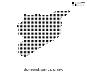 Negro de píxel abstracto vectorial del mapa de Siria. Organizado en capas para una edición sencilla.