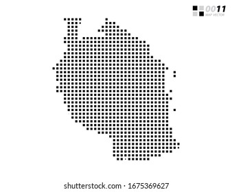 Vector abstract pixel black of Tanzania map. Organized in layers for easy editing.