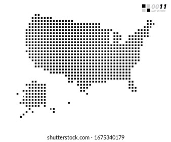 Vector Abstract Pixel Black Of United States Of America (USA) Map. Organized In Layers For Easy Editing.