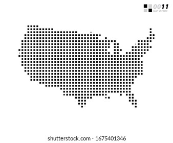 Vector Abstract Pixel Black Of United States Of America (USA) Map. Organized In Layers For Easy Editing.