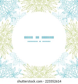 Vector abstract plants mandalas circle frame seamless pattern background