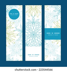 Vector abstract plants mandalas vertical banners set pattern background