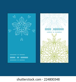 Vector abstract plants mandalas vertical round frame pattern business cards set