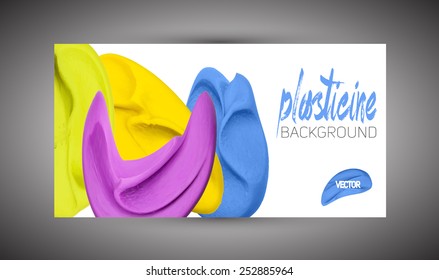 Vector abstract plasticine painted brush banner on white background