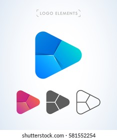 Vector abstract play button logo. Can be used as an app icon and company corporate identity.