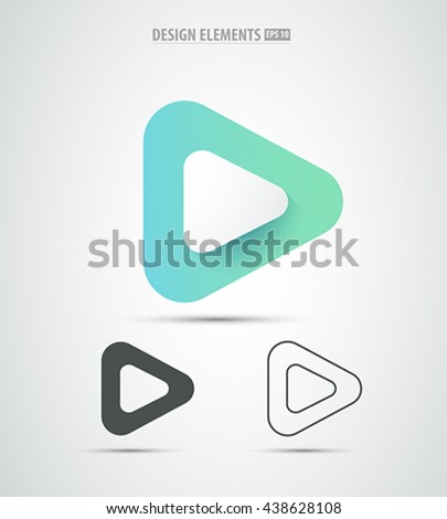 Vector abstract play icon design. Video player application logo icon design set. Line art.