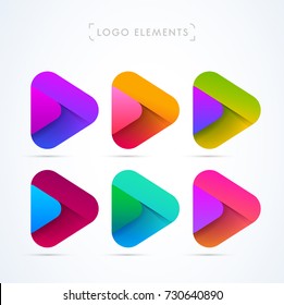 Vector abstract play icon logo collection. Material design style