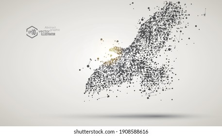 Vector Abstract Point Drawing Take Off Eagle.