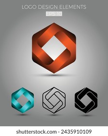 Vector abstract polygon logo design elements. Origami paper style