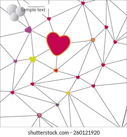 Vector abstract polygonal background. Background with hearts