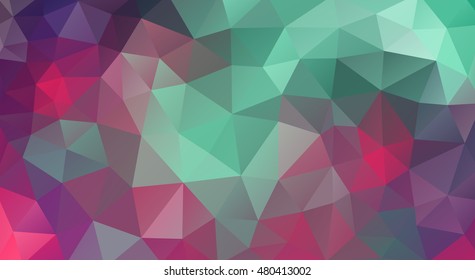 Vector abstract polygonal background. Triangle. Cyan and red colors fond. Geometric Dynamic backdrop. Texture. Modern, EPS 8.