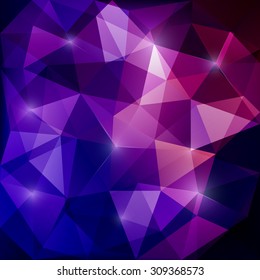 Vector abstract polygonal dark blue and pink background