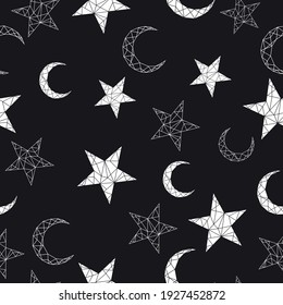 Vector abstract polygonal geometric abstract background, star, moon