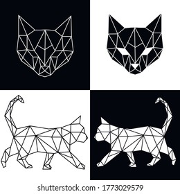 Vector Abstract Polygonal Geometric Cat 