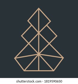 Vector abstract polygonal geometric christmas symbol. Christmas tree.