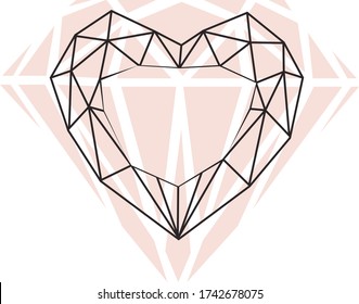 Abstrakter polygonaler geometrischer Diamantgestein mit Herz