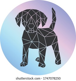 Vector abstract polygonal geometric dog