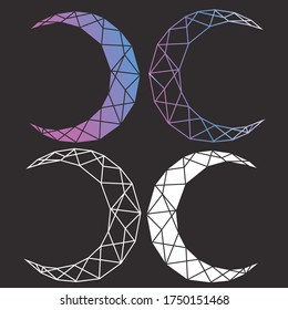 Vector abstract polygonal geometric abstract moon