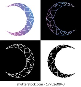 Vector abstract polygonal geometric abstract moon