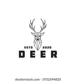 Vector Abstract Polygonal the Head of a Deer, Geometric Linear Animal