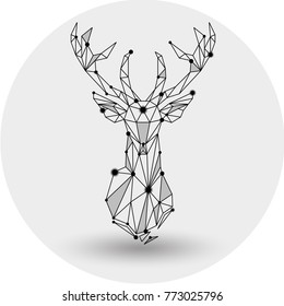 Vector. Abstract polygonal the head of a deer. Geometric linear animal.