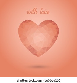 Vector abstract polygonal heart. Valentines day card template.