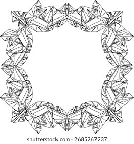 Vector abstract polygonal ornament frame, minimalist geometric decorative art