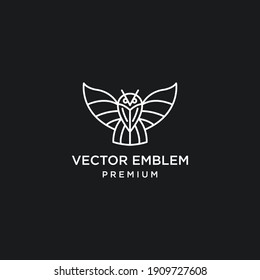 Vector. Abstract polygonal owl with open wings. Linear geometric symbol bird.