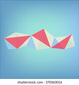 vector abstract polygonal red, blue and white transparent  shapes  on blue background with stars