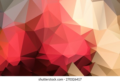 Vector abstract polygonal red gold background.