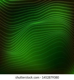 Vector Abstract Polygonal Space. Low Poly Green Background with Connecting Dot. Big Data. Connection Structure. Grid with Dots Texture.