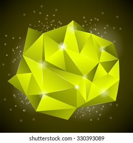 Vector Abstract Polygonal Yellow Symbol Isolated on Dark Background