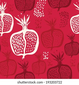 Vector abstract pomegranate pattern. Vector hand drawn pomegranate background.