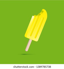 Vector abstract popsicle. Lemon flavored ice cream. Background for summer poster or advertising