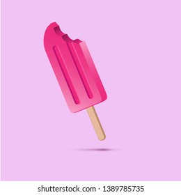 Vector abstract popsicle. Strawberry flavored ice cream. Background for summer poster or advertising