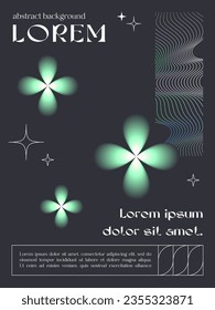 Vector abstract poster template with linear shapes,blurred sparkles,copy space for text in 90s style.Futuristic illustration in y2k aesthetic.Modern design for prints,banners,social media,covers.