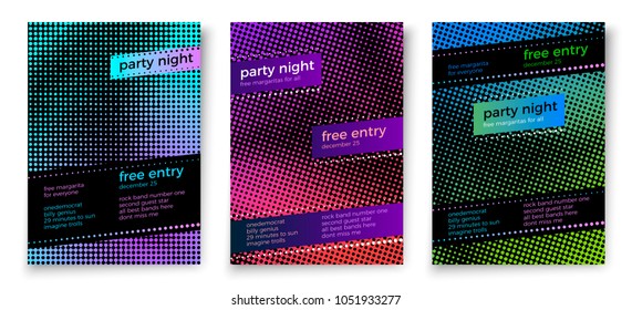 Vector abstract poster templates, halftone background with geometric shapes and place for your text.