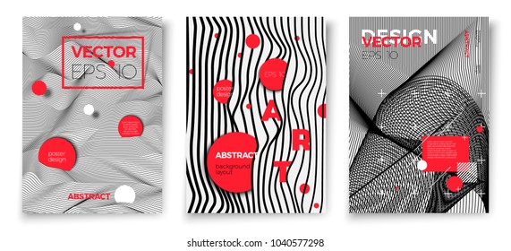 Vector abstract poster templates, white modern background with geometric shapes and place for your text.