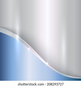 Vector abstract precious blue color metal background with curves
