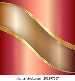 Vector abstract precious red color metal background with curves